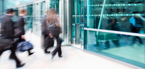 Picture of people entering a building